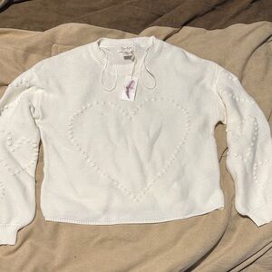 Jessica Simpson White Heart Sweater